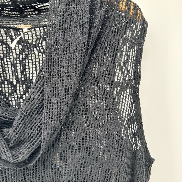 FREE PEOPLE Oversized Black Mesh KNITTED Net Sleeveless Cowl Neck Top WOMENS S - Picture 5 of 8